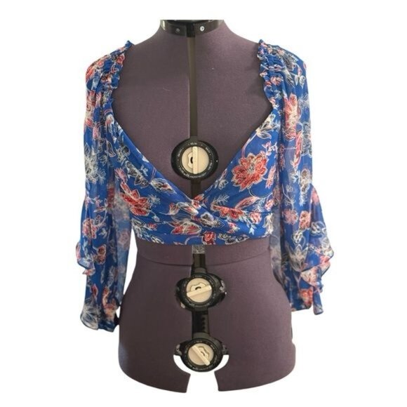 NWT Misa Los Angeles Ancora Floral Tie Crop Top Cotton - Picture 4 of 10